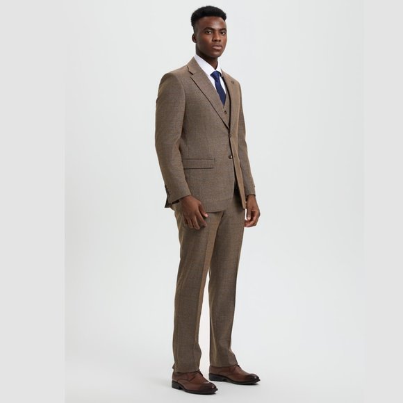 Exclusive Stacy Adams Graph Check 3pc Suit, Grey - Picture 2 of 5